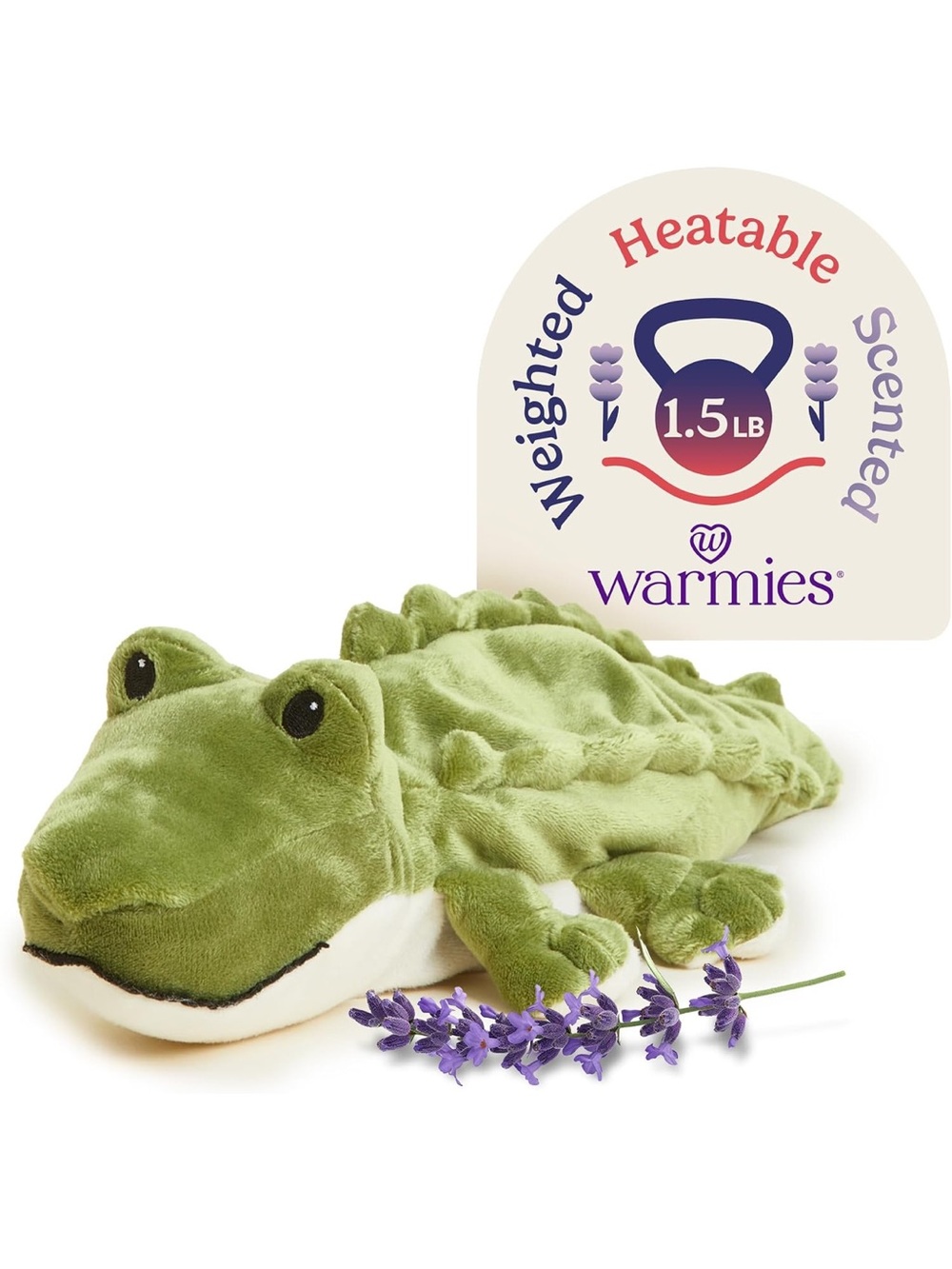Warmies Heatable Green Alligator Plush Toy with Lavender Scent